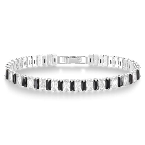 KELORIS PATH Women's 14K Gold Plated White Gold CZ Tennis Bracelet