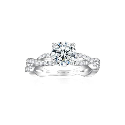 SilverNana Sterling Silver Moissanite Promise Ring for Her D Color VVS1
