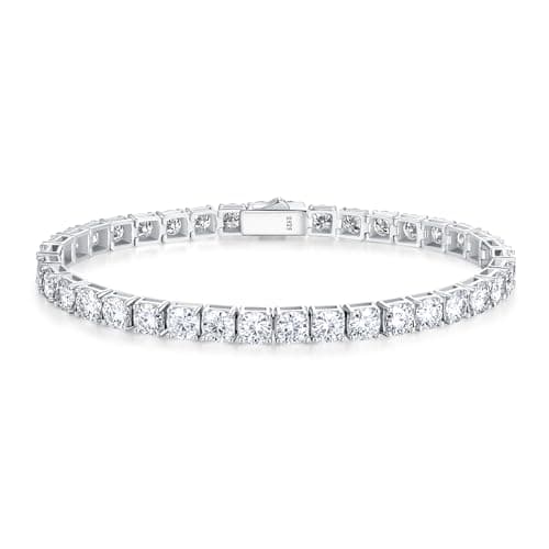 FANCIME 925 Sterling Silver Moissanite Tennis Bracelet 5mm D Color VVS1 Round Cut