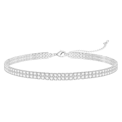 Yamberdoly Sparkly Synthetic Diamond Tennis Choker for Women