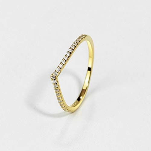 Michooyel Sterling Silver V-Shape Chevron Eternity Band Ring for Women