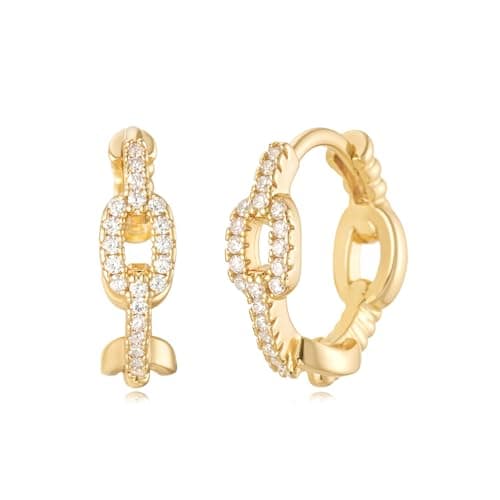 MYEARS 14K Gold Plated Hypoallergenic Women's Gold Earrings Cubic Zirconia Hoop