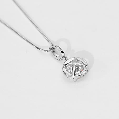 Refined  Michooyel 925 Sterling Silver Cubic Zirconia Halo Pendant Necklace
