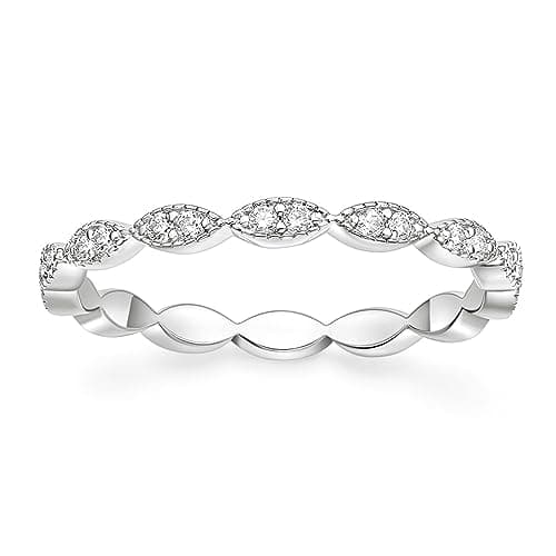 Refined and simplified title: TIGRADE Oval CZ Eternity Ring with Milgrain Detailing, Ideal for Women's Anniversaries and Wedding Bands Sizes 3-13