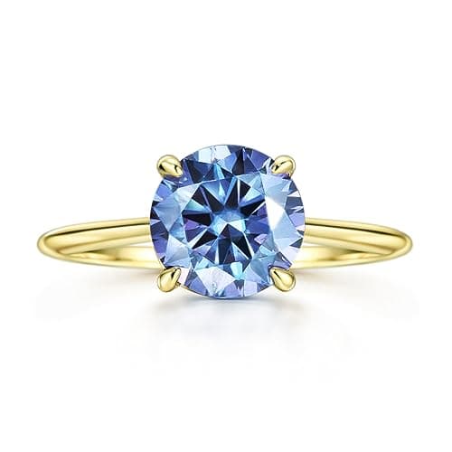 Michooyel 18K Gold Plated Moissanite Engagement Ring for Women
| |0ct PINK/BLUE/GREEN/VIOLET Moissanite Solitaire Promise Ring, Round Brilliant Cut
| VVS Simulated 925 Sterling Silver Rings