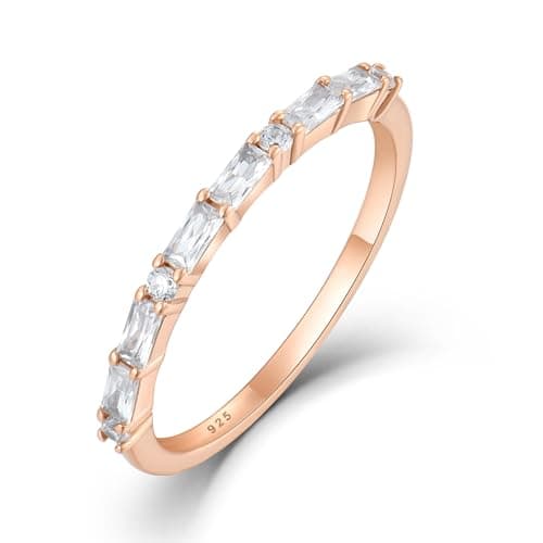 Starchenie 925 Sterling Silver Thin Eternity Birthstone Ring for Women