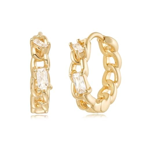 MYEARS 14K Gold Plated Hypoallergenic Women's Gold Earrings Cubic Zirconia Hoop