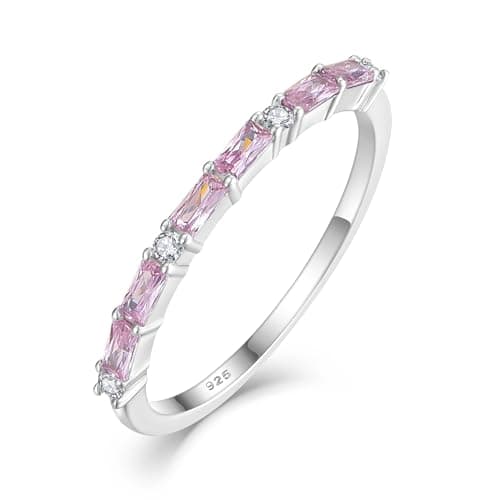 Starchenie 925 Sterling Silver Thin Eternity Birthstone Ring for Women