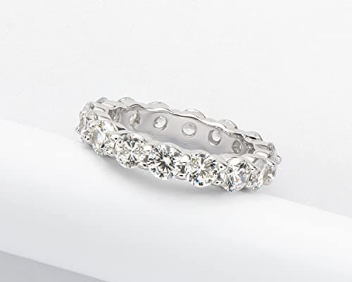 AINUOSHI Eternity Ring, 925 Sterling Silver, Cubic Zirconia Jewelry Box Packed