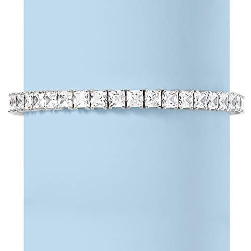Ross-Simons Sterling Silver 16.00 ct. t.w. Princess-Cut CZ Tennis Bracelet (7 inches)