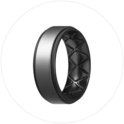 Egnaro Breathable Silicone Wedding Bands for Men - Multipack Step Edge