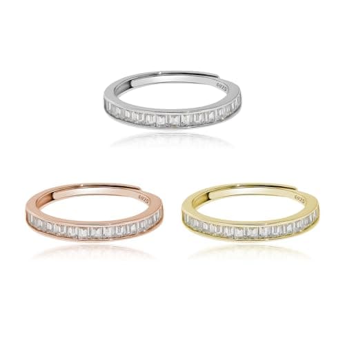 Meissa Meissa 925 Sterling Silver Diamond Channel Ring Gold Size Adjustable