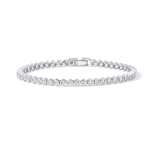 Pavoi 14K Gold Plated 2mm Cubic Zirconia Honeycomb Bracelet | Women's Gold SizeS