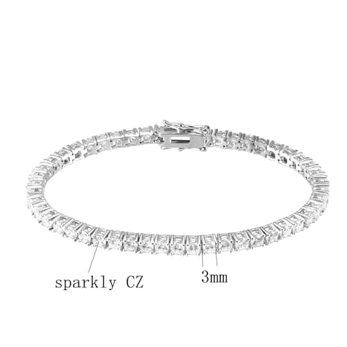 DOJUTI 18K Gold Plated 3mm Round CZ Tennis Bracelet 6-9 inches