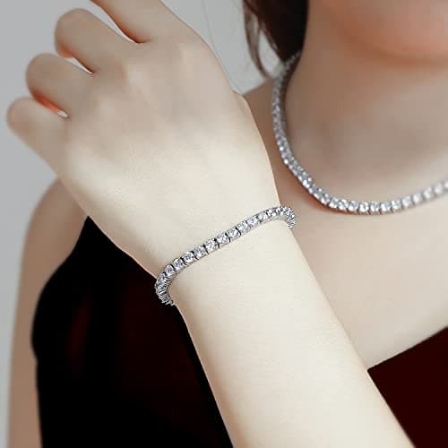 Hip Hop 1 Row Iced Out Tennis Chain Stainless Steel with 5A+ Cubic Zirconia Diamond Tennis Necklace or Bracelet