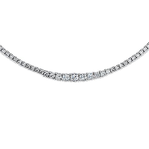 BERRICLE Rhodium Plated Graduated CZ Tennis Necklace for Women, 9.5-32"