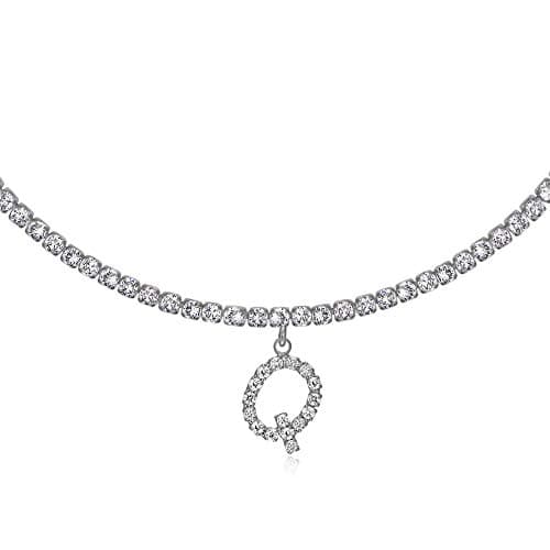LecAit 14k Gold Plated Initial Choker Necklace with CZ Diamonds for Women