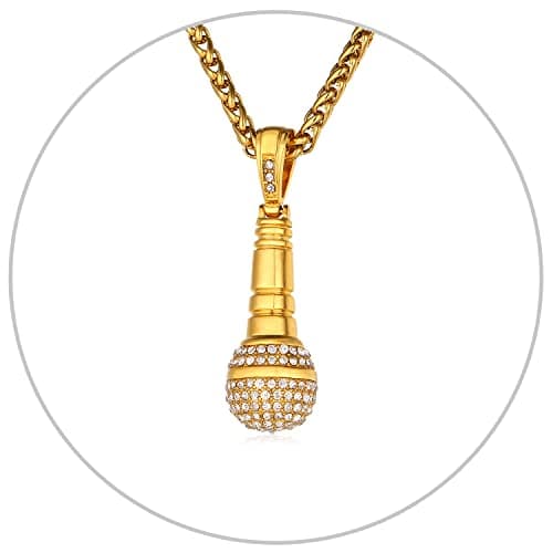 Stainless Steel 18K Gold Plated Rock Music Necklace Adjustable Chain Men Women Teens