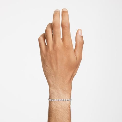 Swarovski Matrix Tennis Bracelet, Clear Round Cut Rhodium Finished