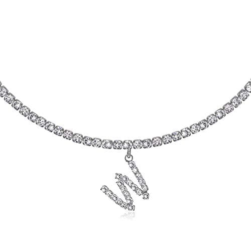 LecAit 14k Gold Plated Initial Choker Necklace with CZ Diamonds for Women