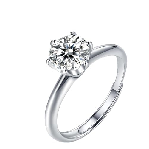 PINAIDYINS Moissanite 1-3CT Rings, 18K Gold Plated, D Color VVS1 Ideal Cut, Gift for Mom/Wife/Girlfriend