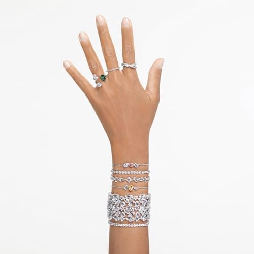 Swarovski Matrix Tennis Bracelet, Clear Round Cut Rhodium Finished