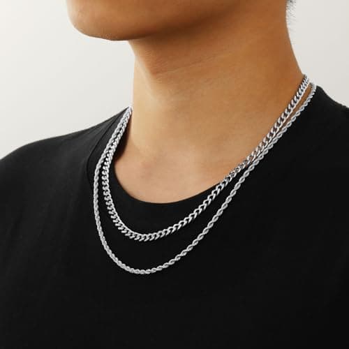 Lydow 2Pcs Chain Necklaces for Men, Women and Boys