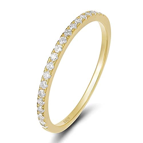 EAMTI 925 Sterling Silver Wedding Band with Cubic Zirconia Size 3-13