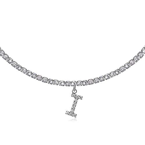 LecAit 14k Gold Plated Initial Choker Necklace with CZ Diamonds for Women