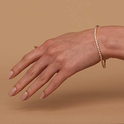 PavoI 14K Gold Plated 4mm CZ Tennis Bracelet | Women's Gold Bracelet Size 6.5-7.5 Inch