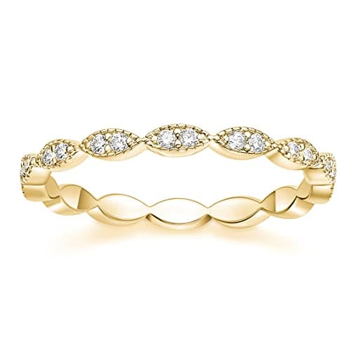 Refined and simplified title: TIGRADE Oval CZ Eternity Ring with Milgrain Detailing, Ideal for Women's Anniversaries and Wedding Bands Sizes 3-13