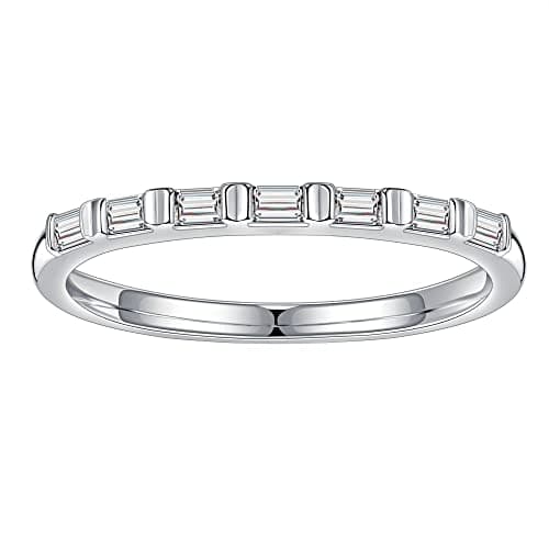SMILEST 7 Stone Moissanite Half Eternity Wedding Band 18K Gold Vermeil