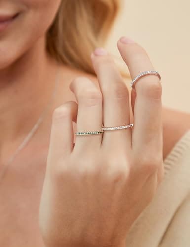 1.5mm Gold Plated Sterling Silver Half Eternity Bands for Women