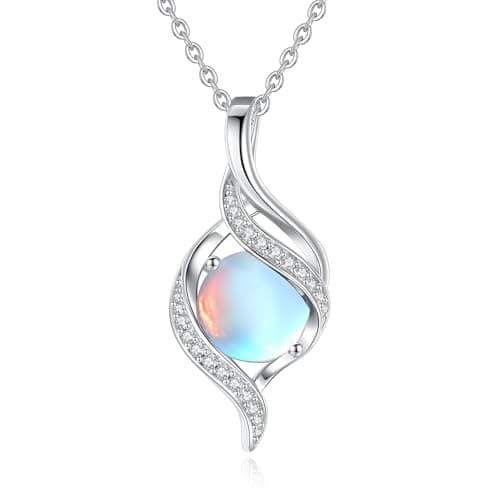 FANCIME Women's Round Cubic Zirconia Birthstone Necklace in Sterling Silver for Mom