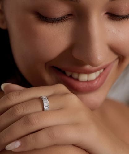 Michooyel Emerald Cut Eternity Ring for Women