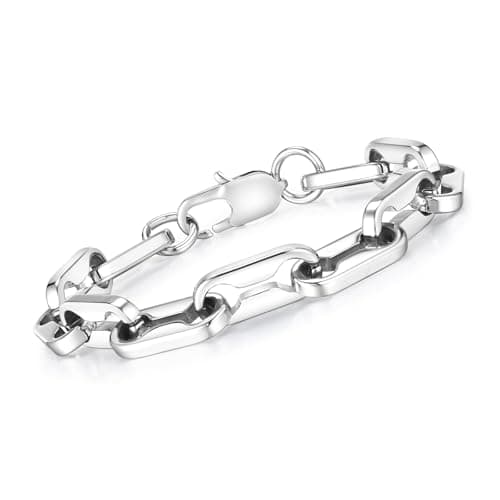 VNOX Men's Diamond-Cut Paperclip Bracelet Trends in Chunky Stainless Steel Jewelry