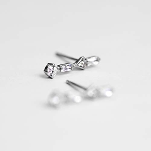 Michooyel S925 CZ Baguette Stud Earrings for Women