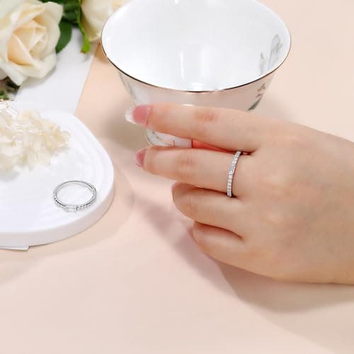 Moissanite Eternity Wedding Band for Women - Sterling Silver - Size 4-11