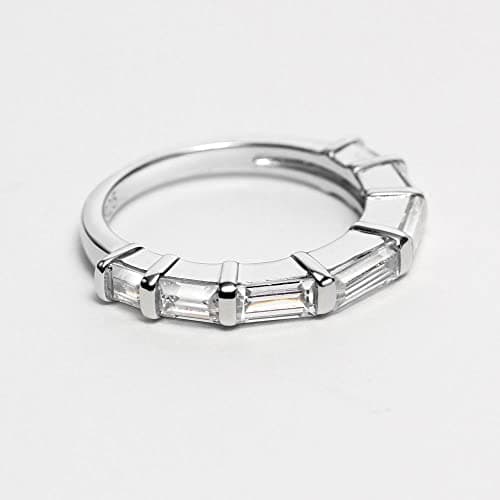 Michooyel S925 Cubic Zirconia Stacking Ring for Women Sterling Silver Eternity Band