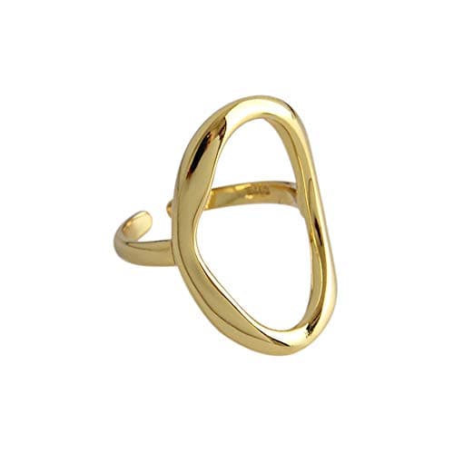Kokoma Oval Round Sterling Silver Open Loop Geometric Ring for All Fotos