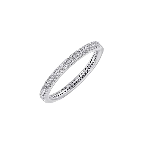 Amazon Essentials Rhodium Plated Double Row Pave Eternity Ring