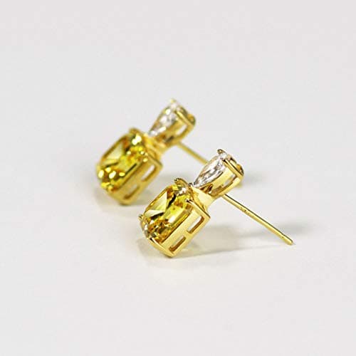 Michooyel 925 Silver Citrine Diamond Accented Earrings for Women