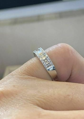 Handmade Icedout 2 Ct Baguette Cut Diamond Half Eternity Ring 14K White Gold Plated