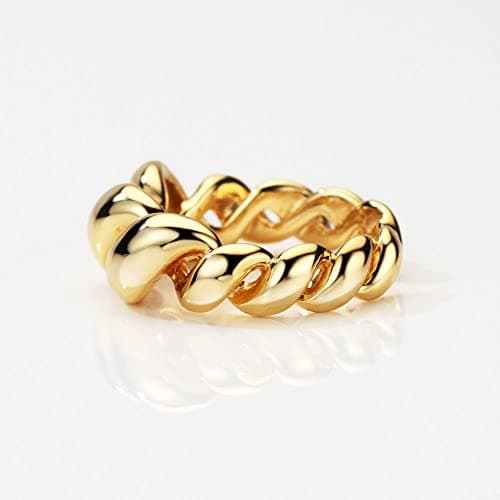 S925 Twisted Signet Ring Dome Band Rhodium/Gold Chunky Squiggle Solid Sterling Silver Polished Fine Jewelry For Women