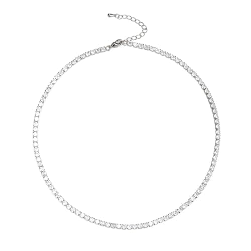 FANZE Gold Plated 3mm Cubic Zircon Choker Necklace Sparkly Jewelry for Women