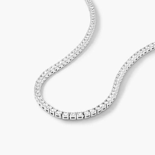 CG&KYGG 14K White Gold Plated Cuban Link Tennis Chain Choker Gift Box
