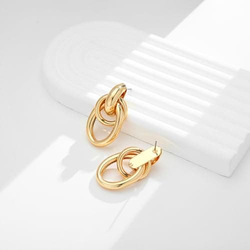 INNERDIVA Gold Circle Stud & Dangle Earrings for Women Jewelry Gift