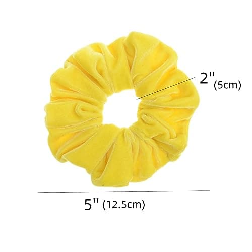 Large Yellow Velvet Scrunchies for Thick Hair (12pcs)