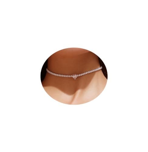 EFTOM Sparkly Cubic Zirconia Silver Choker for Women