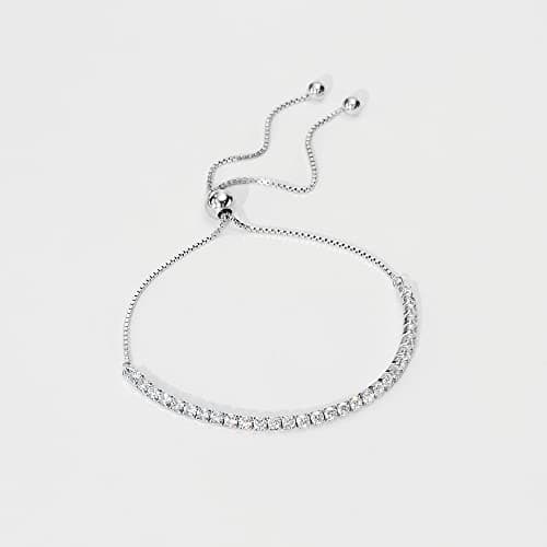 Michooyel 925 Sterling Silver Adjustable Link Bracelet with Lab-created Sapphire/Ruby Charm Necklace for Women